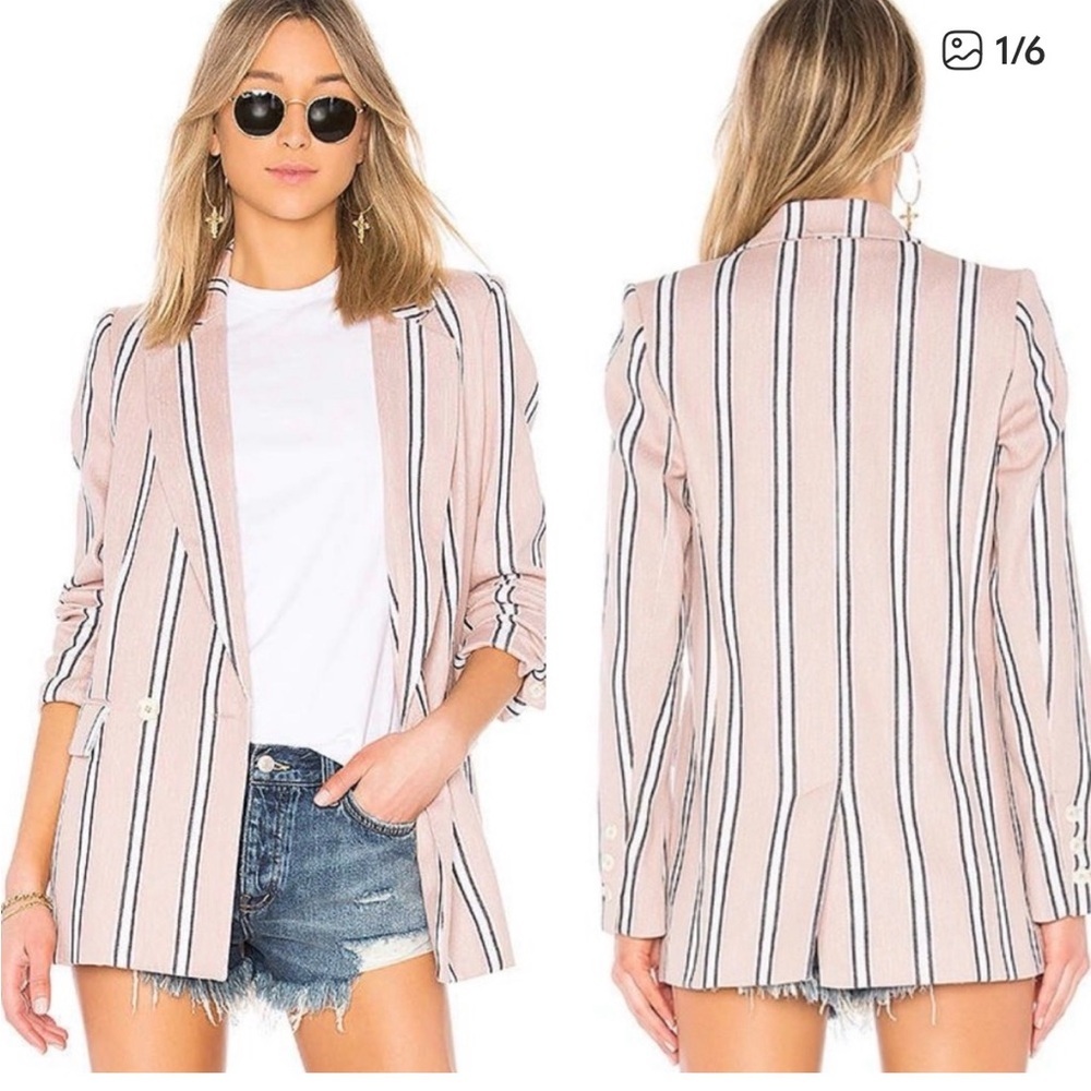 Free People Uptown Girl Striped Blazer Medium Oversized